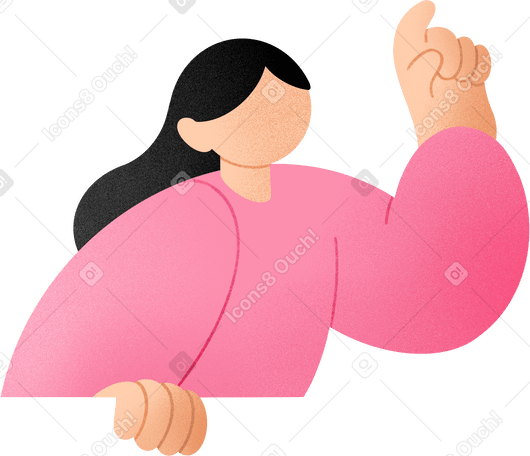 young woman pointing PNG, SVG