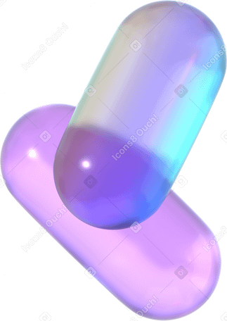 3D two transparent capsules PNG, SVG