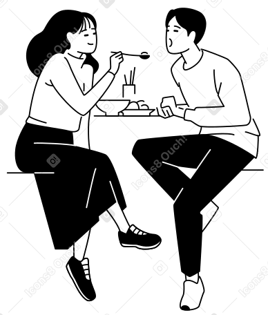 Young woman feeding a man PNG, SVG