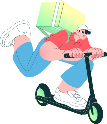 delivery guy rides a scooter PNG, SVG