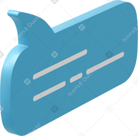 3D Blue speech bubble to the right PNG, SVG