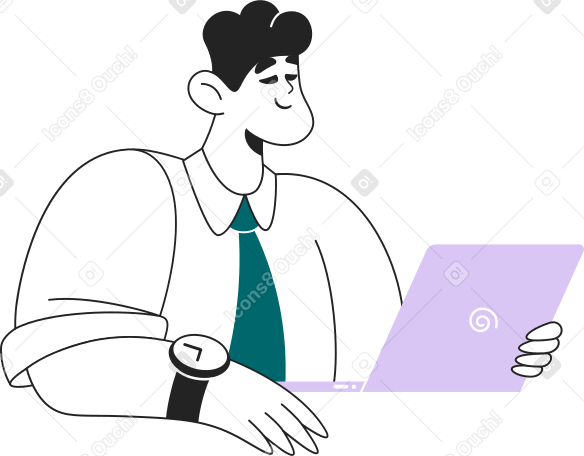 Man with laptop Illustration in PNG, SVG