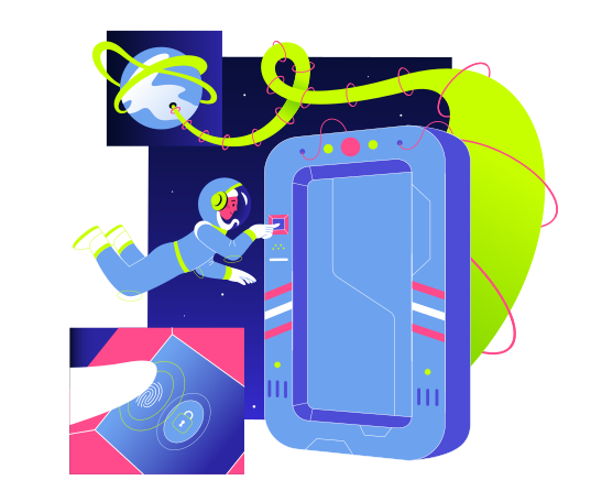 Astronaut undergoes authentication for return to Earth Illustration in PNG, SVG