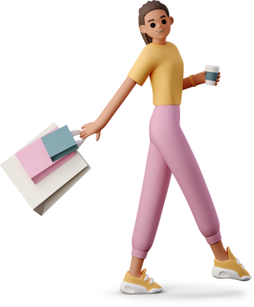 girl with shopping bags PNG, SVG