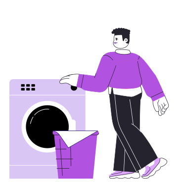 Man doing laundry in washing machine PNG, SVG