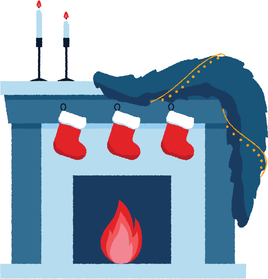 decorated fireplace Illustration in PNG, SVG