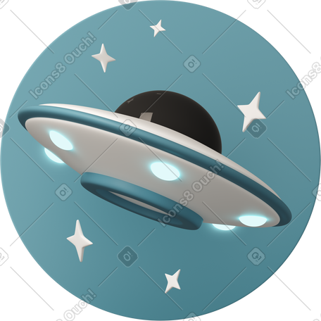 3D ufo on blue background PNG, SVG