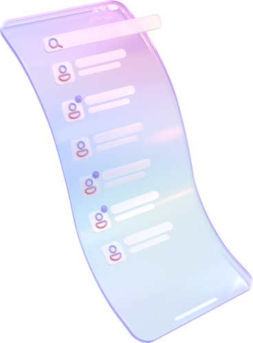 Langer, flexibler bildschirm mit kontaktliste und suchleiste PNG, SVG