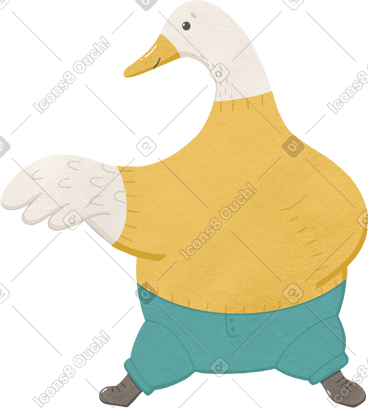 Goose in the yellow sweater looks away PNG, SVG