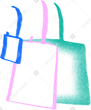 three colorful shopping bags в PNG, SVG