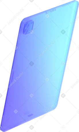 3D 기울어진 보기에 카메라가 있는 파란색 그라데이션 태블릿 PNG, SVG