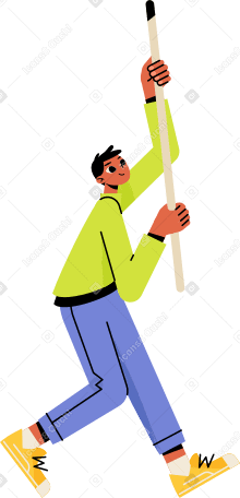 boy with stick Illustration in PNG, SVG