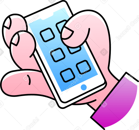 hand holding a cell phone PNG, SVG