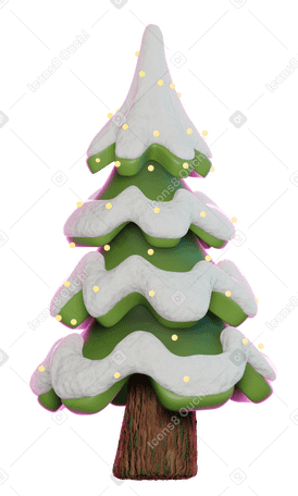 3D christmas tree in the snow PNG, SVG