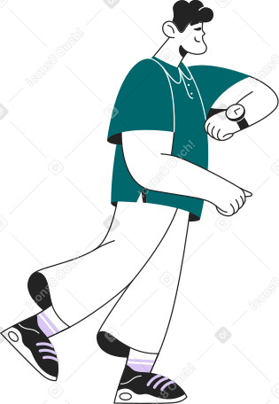 man looking at his watch Illustration in PNG, SVG