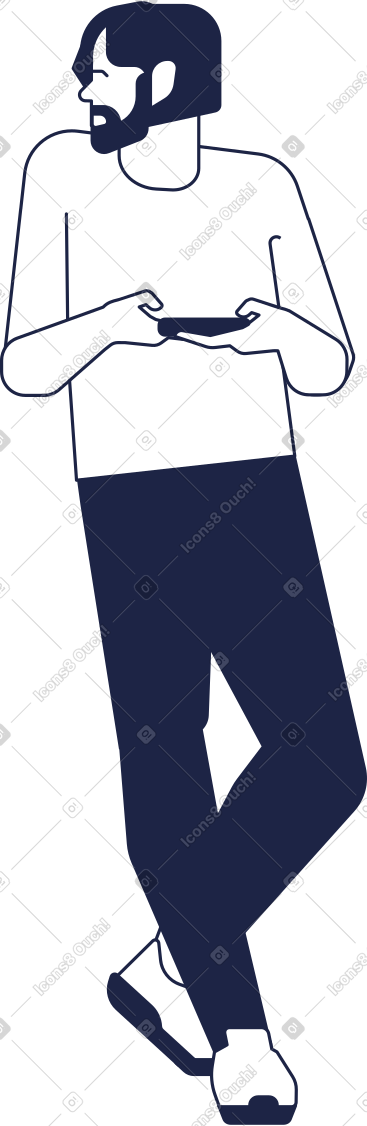 Man with smartphone PNG, SVG