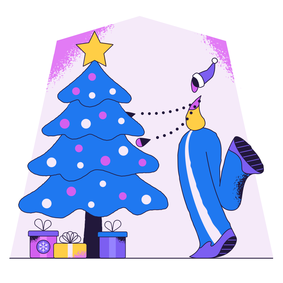 Decorating Christmas tree Illustration in PNG, SVG