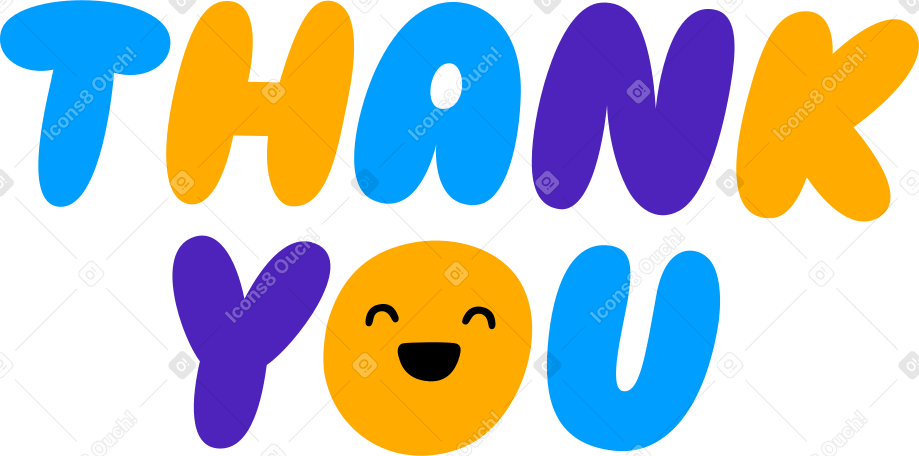 Lettering sticker puffy multicolor thank you Illustration in PNG, SVG