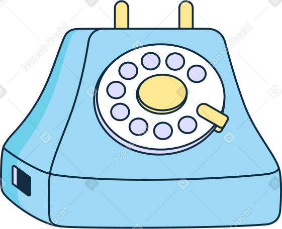 blue telephone with a round scoreboard Illustration in PNG, SVG