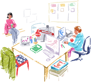 People working in creative space PNG, SVG