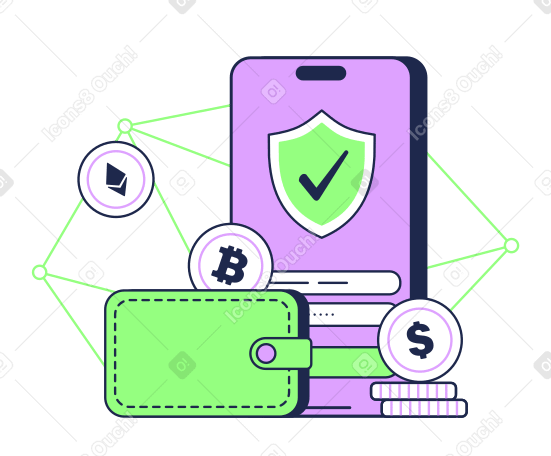 Carteira de criptomoedas e serviços bancários online PNG, SVG