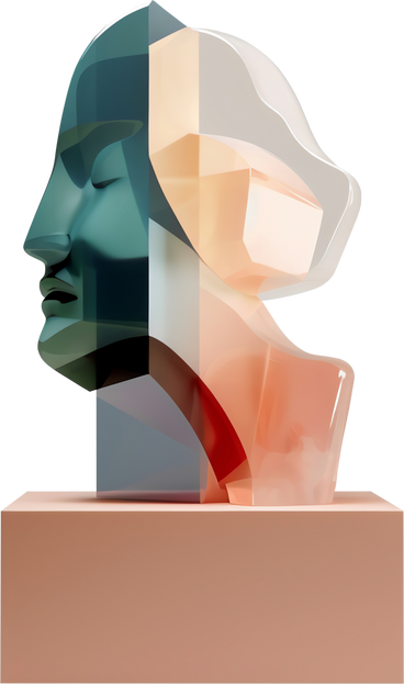 Scultura astratta in vetro della silhouette della testa PNG, SVG