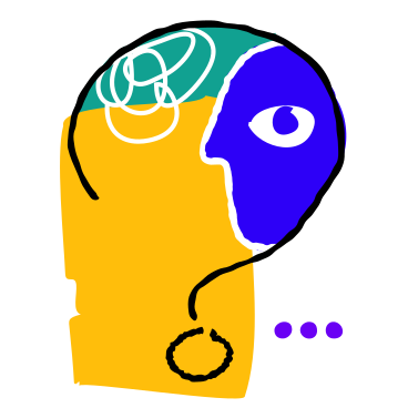 Man with troubling thoughts inside a question mark PNG, SVG