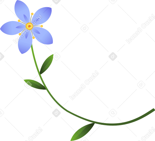 curved stem with a blue flower PNG, SVG