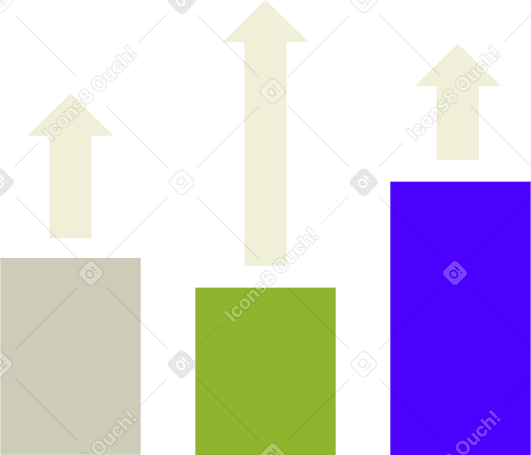 graph with bars and arrows в PNG, SVG