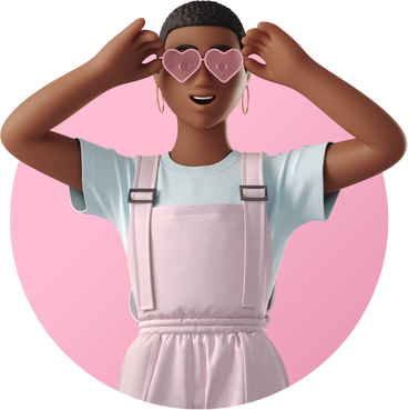 Young woman in pink glasses PNG, SVG