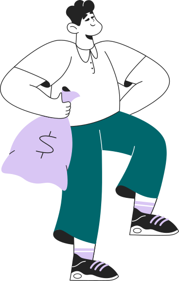 man with a bag of money in his hands PNG, SVG