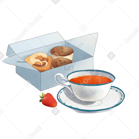 Tea and buns Illustration in PNG, SVG