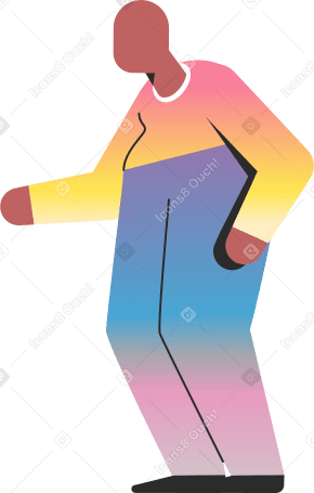 Chubby old standing side view Illustration in PNG, SVG