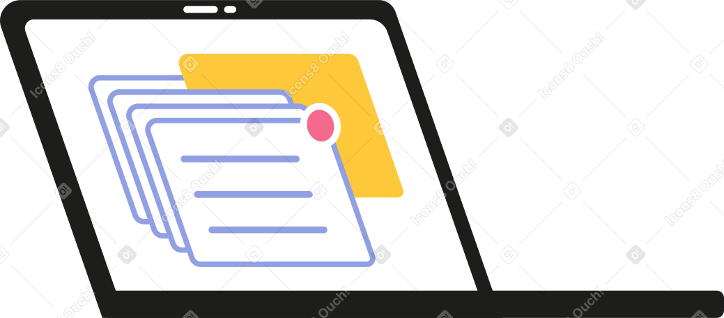 black open laptop with pop-up windows PNG, SVG