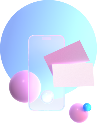 Maquette de téléphone mobile moderne avec des sphères PNG, SVG