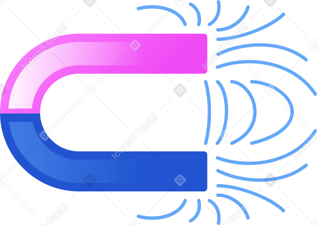 magnet with magnetic fields Illustration in PNG, SVG