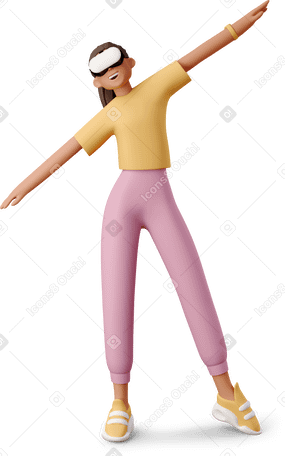 3D young woman with vr glasses Illustration in PNG, SVG