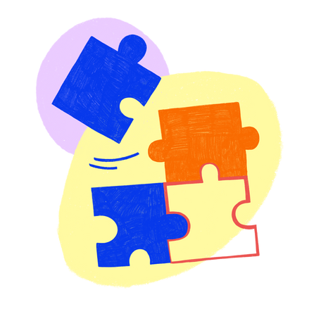 Teamwork shown on the puzzles Illustration in PNG, SVG