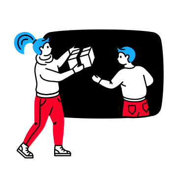 Frau übergibt paket an mann über portal PNG, SVG