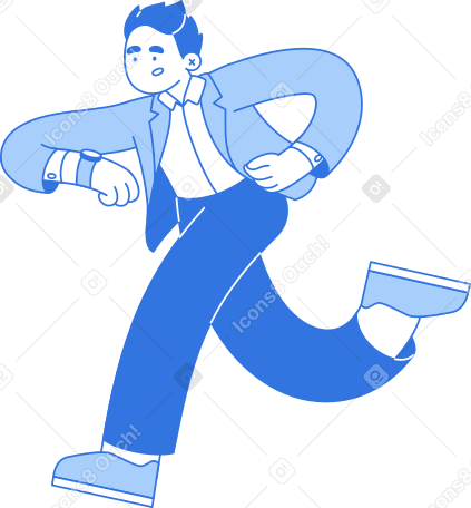 man running and looking at his watch PNG, SVG
