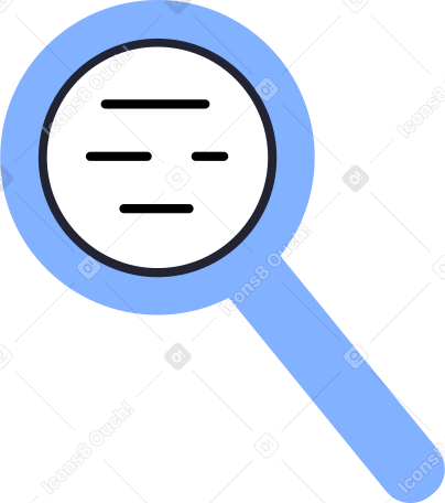 magnifier with small text Illustration in PNG, SVG
