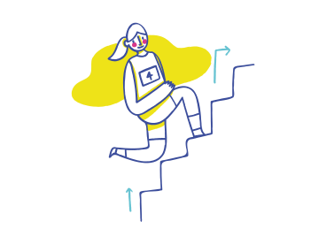 Женщина бежит вверх по лестнице в PNG, SVG