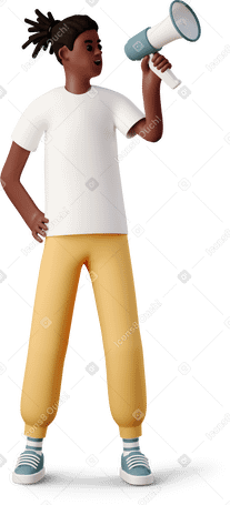 3D boy with megaphone Illustration in PNG, SVG