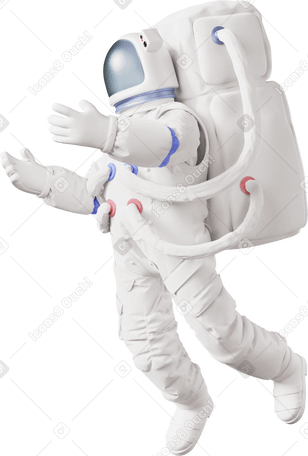 3D astronaut floating side view Illustration in PNG, SVG