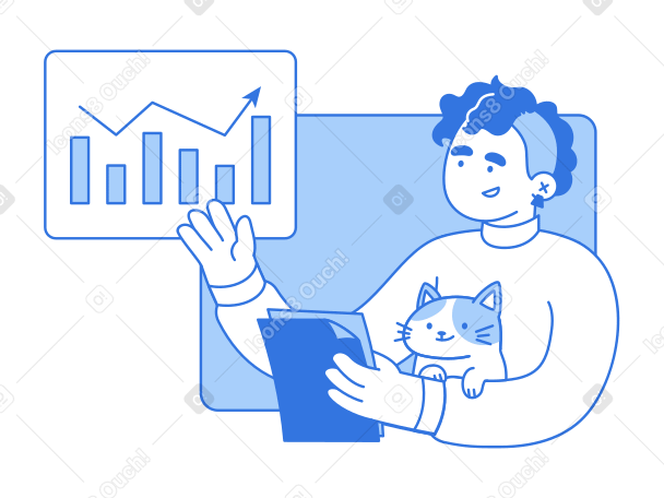 Young woman giving a presentation online PNG, SVG