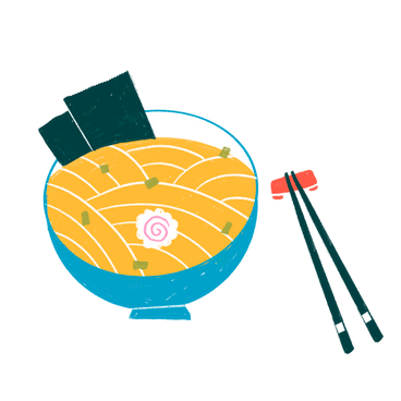 Ramen in a bowl with chopsticks PNG, SVG