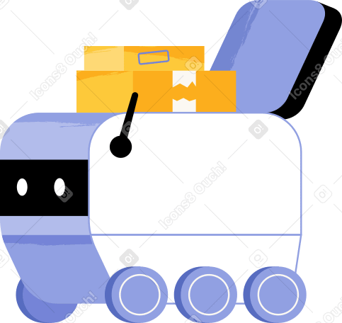 delivery robot with boxes Illustration in PNG, SVG