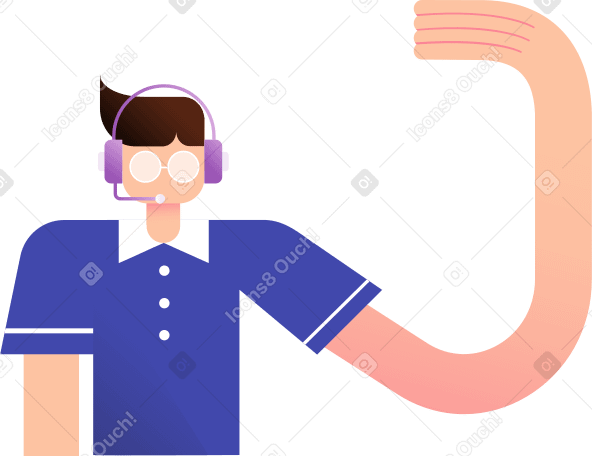 man in the blue shirt with his hand up PNG, SVG