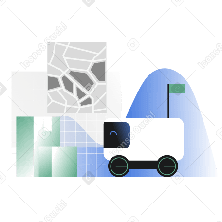 Robot delivery and last mile delivery service animated illustration in GIF, Lottie (JSON), AE
