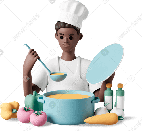 3D boy cook Illustration in PNG, SVG